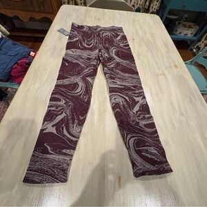 Athleta Women XL Maroon/Silver Swirl Leggings NWT $109 Aurora Shine tight